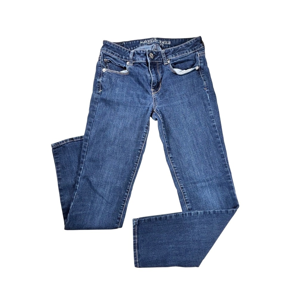 American Eagle Skinny Super Stretch Jeans Womens 4 Short Blue Denim Medium Wash